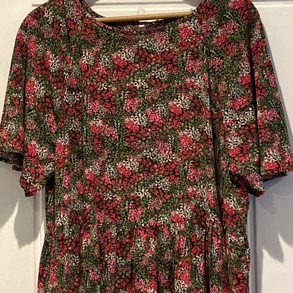 Next green & pink floral summer dress ladies size 16 - Picture 2 of 7